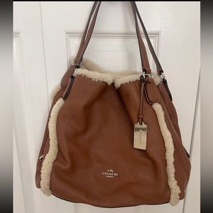 Vintage Coach Edie 31 Brown Leather and Shearling shoulder bag